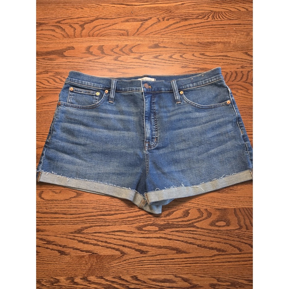Madewell High Rise Denim Shorts Womens 33 Blue Cut Off Frayed Hem